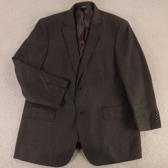Window Pane Check Jacket M Gray Black Herringbone 100% Wool Worsted‎ Blazer 42R